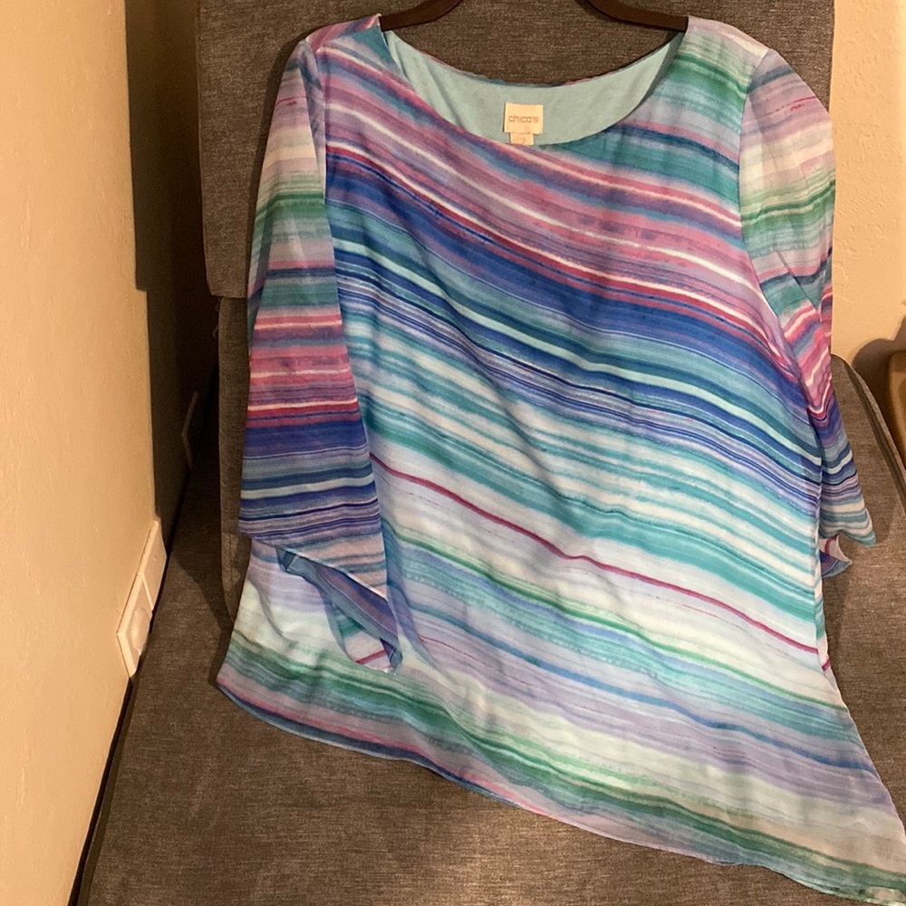 Chico’s Watercolor Striped Blouse